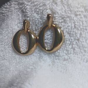 Contemporary Gold Tone 1" Pierced Earrings EUC Gala Or Casual